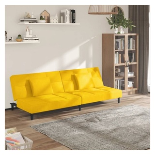 vidaXL Sofa Schlafsofa 2-Sitzer mit 2 Kissen Gelb Samt gelb