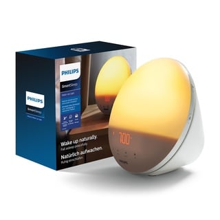 Philips Wake-up Light, farbige Sonnenaufgangssimulation, 20 Lichtstärken, 7 natürliche Klänge, Mitternachtslicht (Modell HF3531/01)