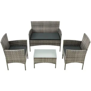 Juskys Fort Myers Polyrattan Gartenmöbel-Set Grau-meliert/Grau