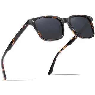 CARFIA Vintage Polarisierte Sonnenbrille Damen UV400 Schutz, Quadratische Sonnenbrille mit Acetatrahmen - 1