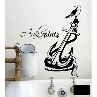 Wandtattoo Ankerplatz Anker maritim zuhause M1472 - ausgewählte Farbe: *Schwarz* ausgewählte Größe: *M 70cm breit x 100cm hoch