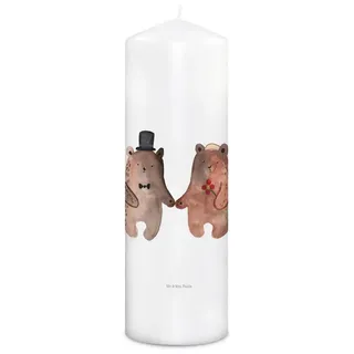 Mr. & Mrs. Panda Formkerze 29 x 8 cm XL Bär Heirat - Weiß - Geschenk, Taufkerze, Kerze, Geschenk (1-tlg), Brenndauer weiß