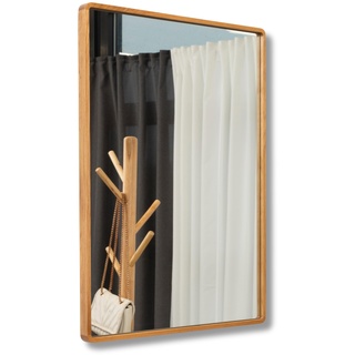 Terra Home Wandspiegel Eiche - Rechteckig 80x60 cm, Modern, Voll-Holz, Spiegel - für Flur, Wohnzimmer, Bad oder Garderobe (80x60)
