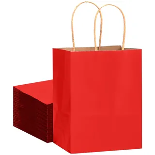 Gcardist 32Pcs Krafttaschen mit Griffen 21x15x8cm Kleine Geschenk Party Taschen Rotwein Shopping Treat Taschen Mehrere Verwendungen (8.3x6x3Inch, Kleine Größe)