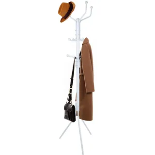 Harbour Housewares 1x Weiß Freistehend Garderobenständer aus Stahl - Mehrfachhaken Flur Saal Hut Tasche Jacke Aufhänger Lagerung Baum Ständer Einheit