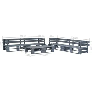 vidaXL Garten-Sofagarnitur 6-tlg. Grau