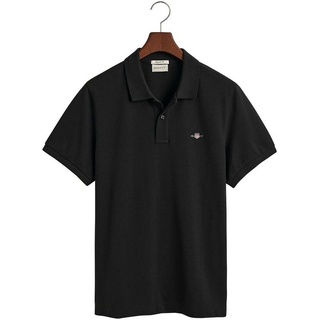 Gant Poloshirt REGULAR ORIGINAL PIQUE SS RUGGER mit Logo und Flachstrickkragen 100% Baumwolle Pique schwarz