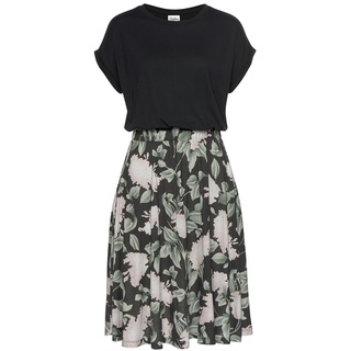 Buffalo Jerseykleid Damen schwarz-rosa-bedruckt Gr.36