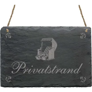 Schiefertafel « PRIVATSTRAND » Schild mit Motiv Strandkorb - Türschild Dekoschild Hinweis - Strand privat Hotel Pension Ferienwohnung - Ostsee Nordsee