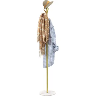 HOMCOM Garderobenständer Kleiderständer, 8 Haken, runder Marmorfuss, Ø 32 x 164H cm, Eingangsmöbel für Kleidung, Hüte, Gold   Aosom