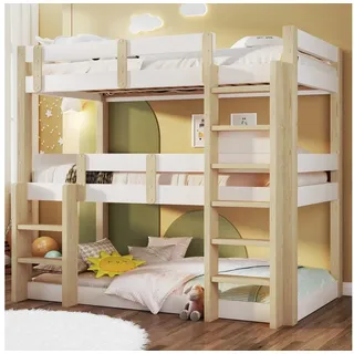 Odikalo Etagenbett Kinderbett 90x190 Bettgestell Holzbett (Dreifach-Etagenbett für Kinder, Jugendliche und Erwachsene)