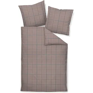 JANINE Davos kariert Baumwolle Braun 200 x 220 cm + 2 x 80 x 80 cm