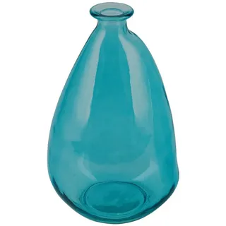 ZauberDeko Dekovase Vase Glas Türkis Blau Rund Delle am Hals Tischdeko 26cm Hoch