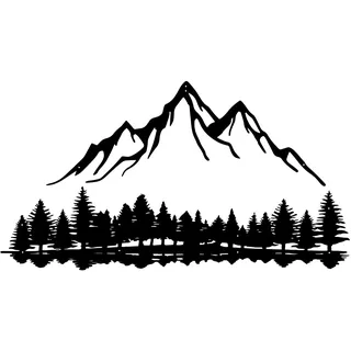 DUOOLN Bergblick Metall Wanddekor.Schwarze Linie Baum Malerei Wandkunst,Moderne Abstrakte Minimalistische Rustikale Natur Bergwald Haus Wanddekoration,Wohnzimmer Schlafzimmer Garten Skulptur