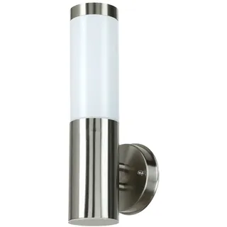 Licht-Erlebnisse Außenlampe Wand Edelstahl H: 34cm schmal schlichte Außenleuchte E27 Wandlampe außen Balkon Haustür