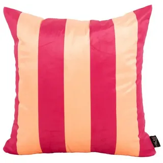 SCHÖNER LEBEN. Dekokissen Samtkissen Kissenhülle Streifen Peach Pink 45x45 cm, pflegeleicht lila