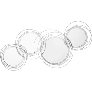 HOMCOM 3er Set Spiegel für Wanddekoration, Wanddekoration mit 4 runden Spiegeln, Wohnzimmerdeko, Wandspiegel, Flurspiegel, Wandkunstwerk für Wohnzimmer, Schlafzimmer, Metall, Silber   Aosom