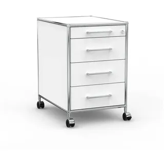 Versee Rollcontainer Bürocontainer VERSEE – 60 / 80 cm, 3 oder 4 Schubladen, Farbauswahl, (Schubladencontainer für Büro und Home-Office, 1 Rollcontainer), robust & kratzfest, 50kg belastbar weiß 43,5 cm x 66,5 cm x 60 cm