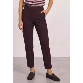 Chinohose STREET ONE, Damen, Gr. 38, Länge 28, braun (vintage ruby), Stoff, 58% Viskose, 37% Polyamid, 5% Elasthan, unifarben, comfort fit knöchellang, Hosen Chinohose, 5-Pocket-Style, Topseller