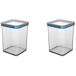 Rotho Loft Vorratsdose Deckel, Kunststoff (SAN) BPA-frei, blau/transparent, 1l, (10 x 10 x 14,2 cm) (Packung mit 2)