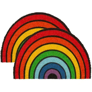Nicola Spring Coir Half Moon Türmatten - 60 X 40cm - Regenbogen - Pack Von 2