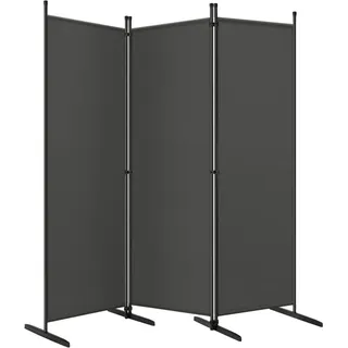 Woltu Paravent Raumteiler klappbar Freistehend Sichtschutz Trennwand Dunkelgrau 167x177 cm