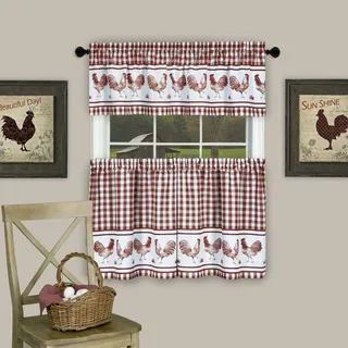 Achim Home Furnishings Barnyard Etagen- und Volant-Set, 58 x 36/58 x 14 cm, Burgunderrot