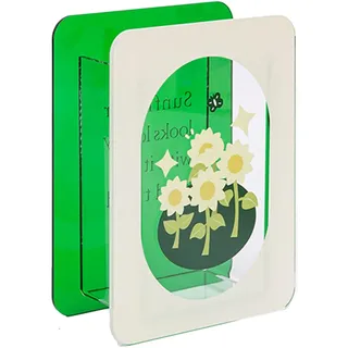 Cyrank Buchvase Für Blumen, ästhetische Raumdekoration, Acryl-Buchblumenvase, Moderne ästhetische Raumdekoration, Moderner Blumenstraußhalter, Transparenter Pflanzen- Und Blumenbehälter(Grün)