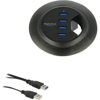 DeLock 62868 USB-Hub 4 Port USB-A USB 3.1 Gen1 5 GBit/s Schwarz 62868