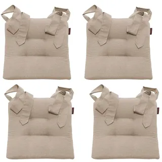 MAGMA Fino Stuhlkissen Sitzkissen Schleifenband Auflage Polster Stuhl Stuhlauflage Rattanstühle extra dick Esszimmerstühle 4er Set Indoor Outdoor (Taupe)