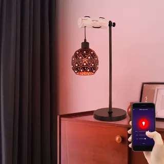 Tischleuchte Tischlampe Nachttischlampe schwarz gold Dimmer Smart LED H 55 cm