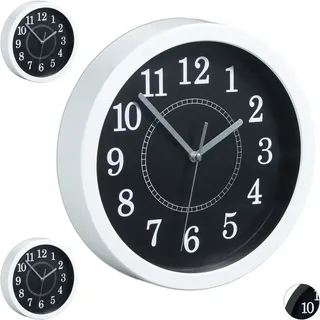 3 X Wanduhr Rund, Kleine Uhr Zum Aufhängen, Klassisches Design, Batteriebetrieben, Sekundenzeiger, Uhr, Ø 20 Cm, Weiß