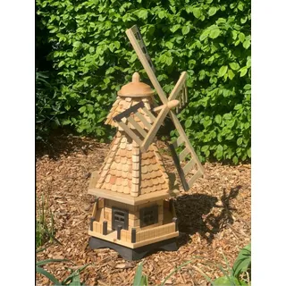 Holzdekoladen Windspiel Garten-Windmühle aus Holz 90 cm mit drehbaren Flügeln