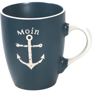Maritimes Steingut-Geschirr in blau – Henkel-Tasse, Anker, 350 ml | Mix & Match Serie aus Keramik - nautische Motive zum Kombinieren - Küchenzubehör, Geschenkartikel – Seaside No.64