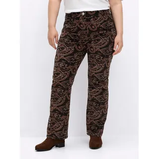 Samthose SHEEGO BY JOE BROWNS, Damen, Gr. 42, Normalgrößen, braun (braun, bedruckt), 97% Baumwolle, 3% Elasthan, Paisley, bedruckt, gemustert, mehrfarbig, Hosen Samthose
