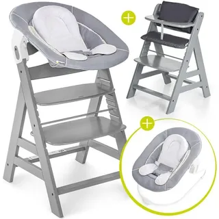 hauck Alpha+ grey inkl. Alpha Bouncer 2 in 1 stretch grey und Sitzauflage melange charcoal