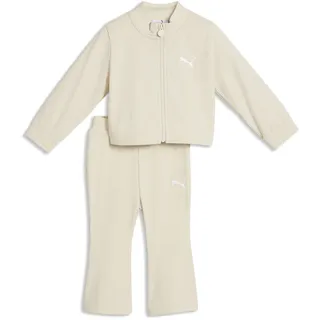 Jogginganzug PUMA "Essentials Elevated Gerippter Trainingsanzug Kinder", Mädchen, Gr. 98, beige (alpine snow weiß), Obermaterial: 62% Polyester, 4% Elasthan, 34% Baumwolle. Besatz: 100% Baumwolle, Sportanzüge Jogginganzug