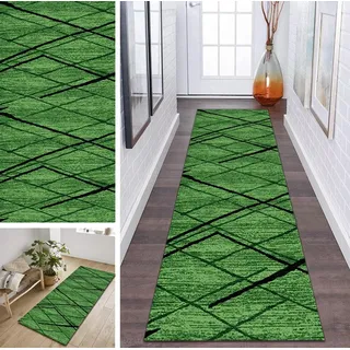 ZDYHMrj Läufer Teppich Flur Grün Schwarz rutschfest Korridor Teppichläufer Waschbar Modern Küche Schlafzimmer Wohnzimmer Läufer Teppich Breite 40cm/ 50cm/ 60cm/ 70cm/ 80cm/ 90cm/ 100cm