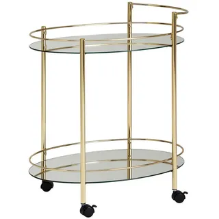 tinkaro Servierwagen CHARLIE Gold Glas Metall Küchenwagen auf Rollen, (1 St) goldfarben