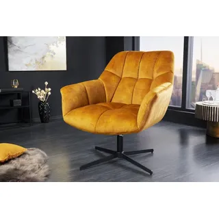 riess-ambiente Loungesessel PAPILLON senfgelb / schwarz (Einzelartikel, 1-St), Wohnzimmer · Samt · 360° drehbar · höhenverstellbar · Modern Design gelb