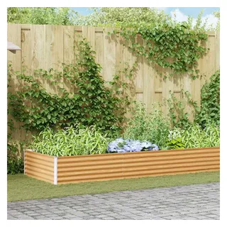 vidaXL Garten-Hochbeet verzinkter Stahl rechteckig 582 x 100 x 36 cm hellbraun