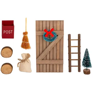 Wichtel Tür 8 teiliges Zubehör für Weihnachten – Weihnachtswichteltür Set – Weihnachtsdeko Feentür