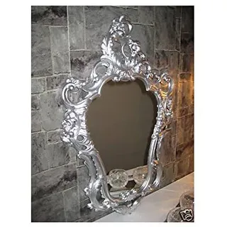 Lnxp EXKLUSIVER WANDSPIEGEL BAROCKSPIEGEL ANTIK BAROCK Rokoko REPRO Spiegel Silber 50X76 WANDDEKO 118SP