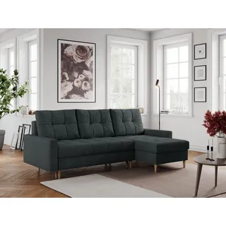 MKS MÖBEL Ecksofa COLIN, Set, mit Schlaffunktion, Skandinavisches Ecksofa, Holzbeine, zum Wohnzimmer grau