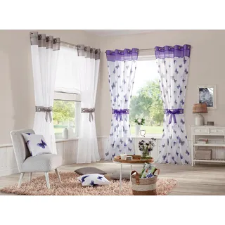 MY HOME Villars Ösen 140 x 175 cm grau 2 St. inkl. 2 Raffhalter