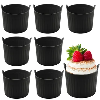 Korsaot 8 Stück Muffinform Silikon, Wiederverwendbare Muffinförmchen, Mini Muffinform Hochwertigem, Hohe Temperaturbeständigkeit Muffinförmchen Airfryer (Schwarz)