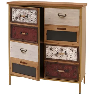 Mendler Apothekerkommode 94 x 80 x 35 cm Rot/Blau