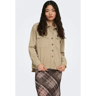Only Cordjacke "ONLAMAZING L/S CORD SHACKET PNT", Damen, Gr. XS, beige (humus), Cord, Obermaterial: 100% Baumwolle, unifarben, Po-bedeckend, Jacken