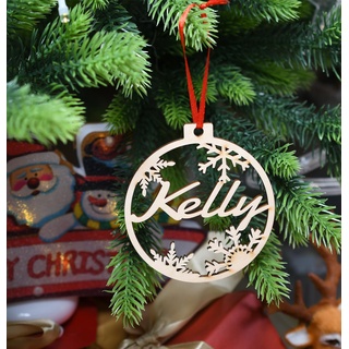 Custom Lasercut Baubles Verschiedene Name Ornament, Personalisierte weihnachtskugeln mit Namen,Geschenk Baum Holz Tags (XF3,1 Pcs)