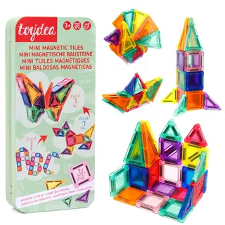toydea Magnetische Bausteine, Mini Reiseset 36 Teilen für Kinder 3–8 Jahre | Umweltfreundliches Montessori Spielzeug, pädagogisches Magnetspiel für Reisen, Autofahrt & Flugzeug